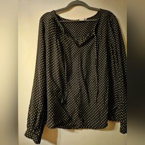 Gap Women's Star Print Neck Tie Long Sleeve Blouse Top Size M